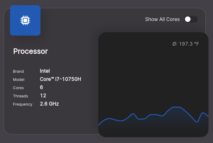 CPU widget with temps in fahrenheit